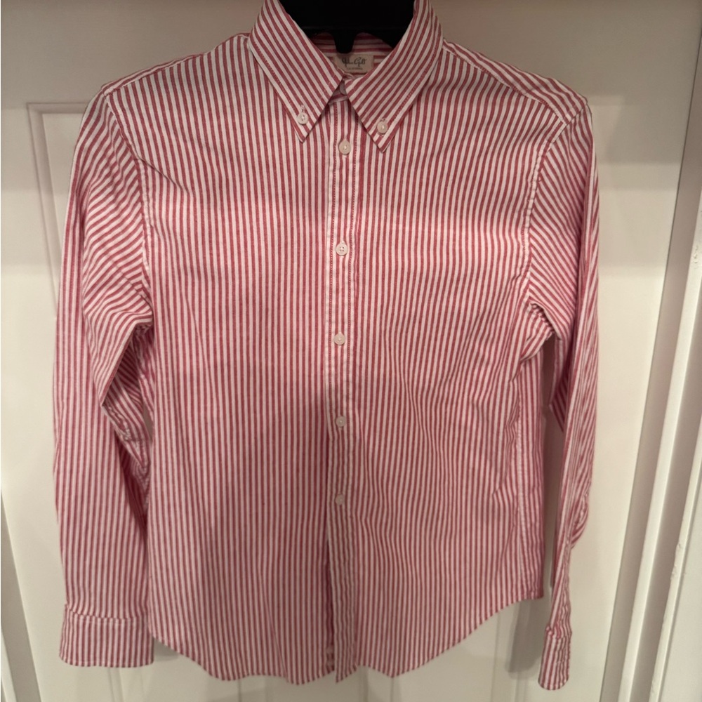 Brandy Melville Red and White Button Down Shirt